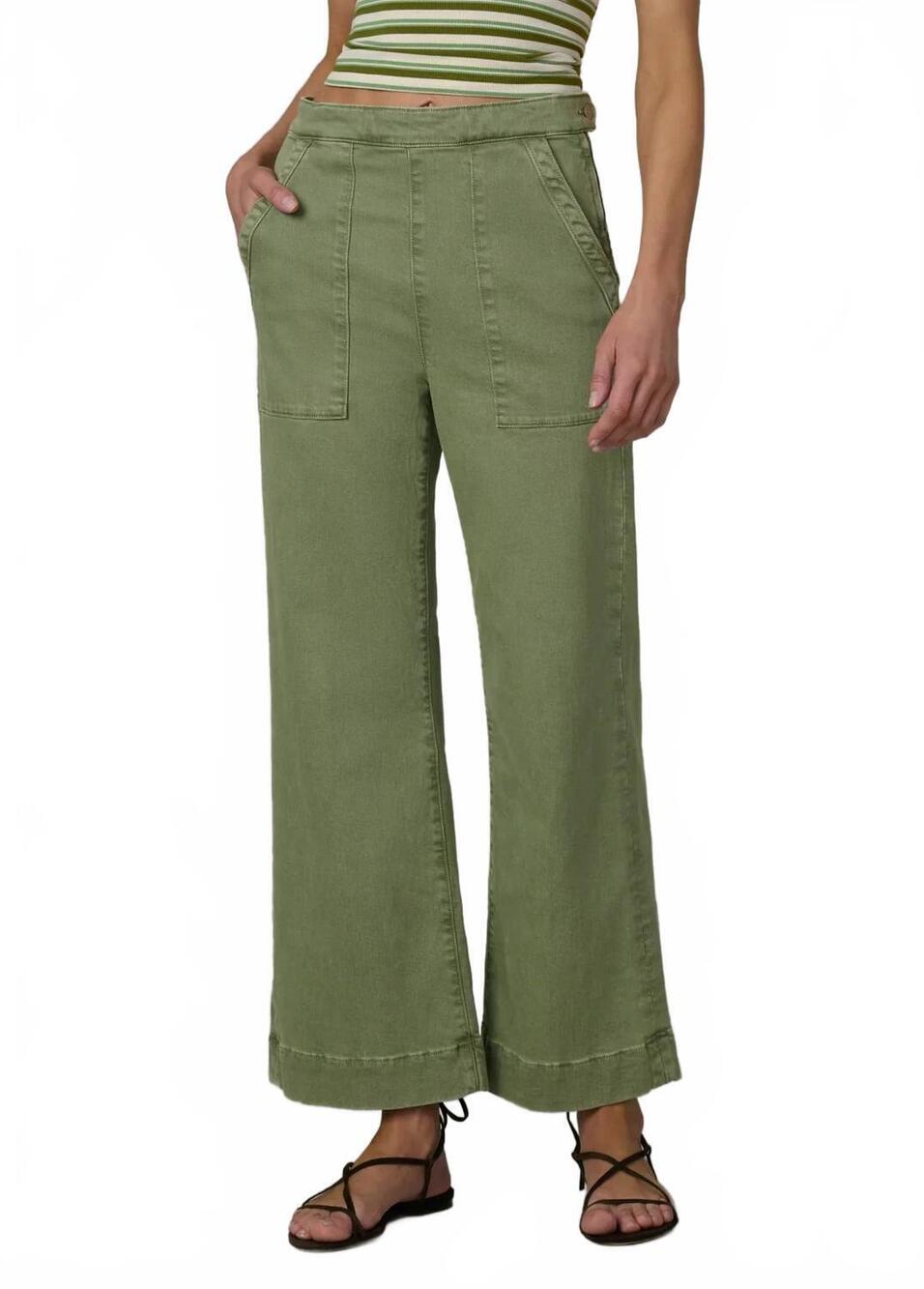 NEW JOE'S JEANS side zip wide leg ankle jeans in pesto